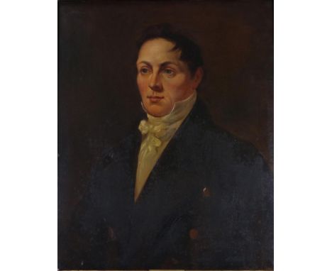 Follower of T Lawrence (19th century)  Portrait of William Charles Stamp (1790-1830) Wearing a white shirt and necktie, with 