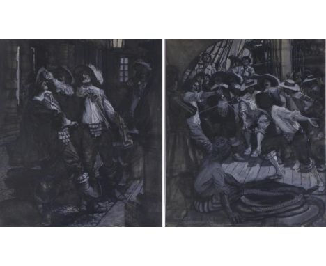 Maurice Greiffenhagen RA  (1862-1931) ''Grey Cloak, Part 12, chap (ter) 13, it was a pretty exhibition'' Inscribed on accompa