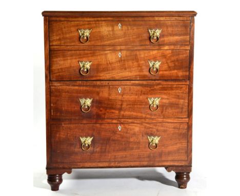 A Regency Mahogany Commode, early 19th century, with four dummy drawers and hinged lid enclosing a pine lined interior and ce
