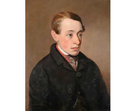 British School (19th century)  Portrait of the jockey Job Marson (1817-1857), half length Dated Dec 1852, inscribed and dated