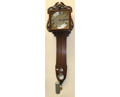 A Thirty Hour Hook and Spike Wall Clock, signed Benjamin Lamprey of Brackley, circa 1770, later mahogany Chippendale style ca