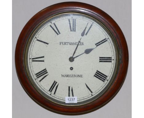 A Mahogany Wall Timepiece, signed Furtwangler, Marylebone, circa 1880, circular case with side and bottom doors, 12-inch pain