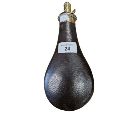 SYKES LEATHER &amp; BRASS POWDER FLASK