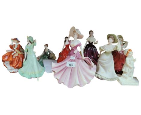 SHELF LOT OF DOULTON &amp; COALPORT FIGURES