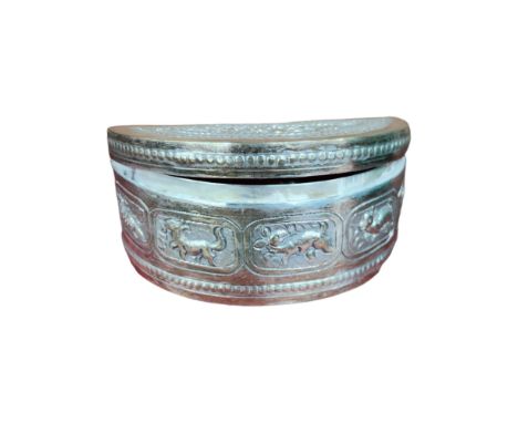 VINTAGE WHITE METAL HALF MOON TRINKET BOX