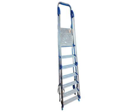 GOOD SET OF TALL INDUSTRIAL STEP LADDERS
