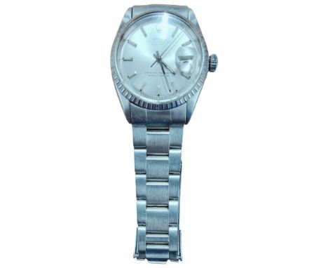 GENUINE ORIGINAL VINTAGE GENTS ROLEX OYSTER PERPETUAL DATE JUST WRISTWATCH - GOOD WORKING ORDER