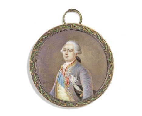 AFTER JOSEPH BOZE (FRENCH, 1746-1826): PORTRAIT MINIATURE OF KING LOUIS XVI, CIRCA 1900-10Portraying Louis XVI (1754-1793), K