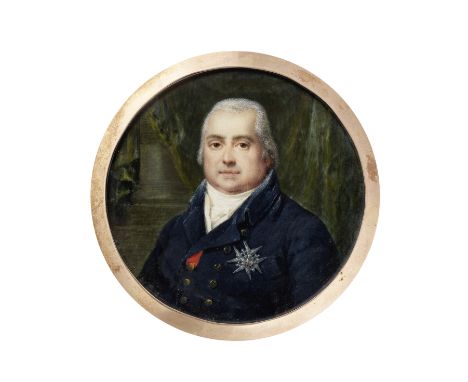 JEAN-FRANCOIS-MARIE HUET-VILLIERS (FRENCH, 1772-1813) PORTRAIT MINIATURE OF LOUIS XVIIIPortraying Louis XVIII (1755-1824), Ki