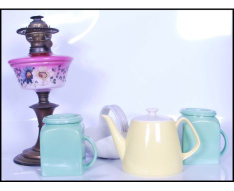 A collection of vintage 20th Century ceramics to include two Bristol pottery food storage lidded containers, Bristol pottery 