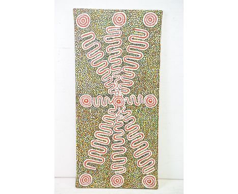 Valda Granites / Australian Indigenous artists, an original Aboriginal artwork, ' The Bush Snake ', 71 x 33cm 