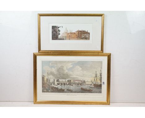 Ugo Baracco aquatint limited edition print of Venice depicting a view of the grand canal, together with a P C Canot after Sam