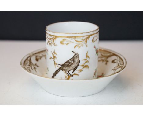 18th Century Continental porcelain cabinet cup and saucer with hand painted floral &amp; gilt decoration, underglaze blue cro