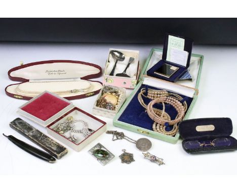 A small collection mainly vintage costume jewellery to include necklaces, brooches...etc.. to include some silver &amp; toget