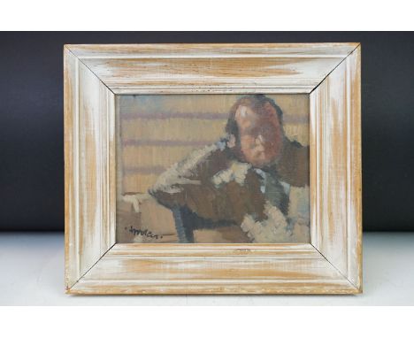 William Brooker (British 1918 - 1983), artist's self portrait, oil on canvas, signed lower left, label verso dates this to 19