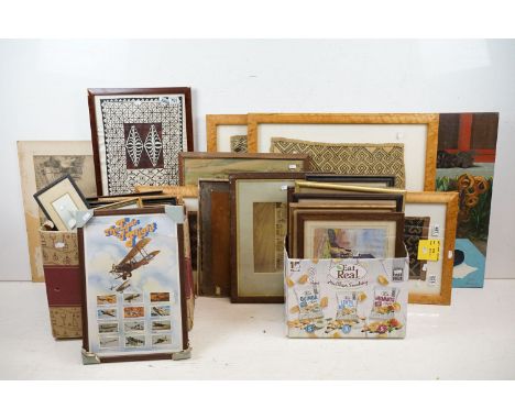 Large quantity of pictures to include: La Promenade du Matin, hand-coloured engraving, 31 x 22cm, framed and glazed, Max Beer