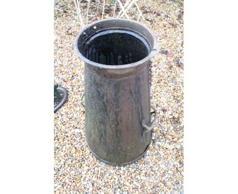 Large twin handled cast iron Railway Churn of tapering form, approx 90cm high 