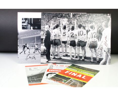 Football Autographs &amp; Programmes - Arsenal 1970/71 FA Cup Final - Five signed photo prints to include Frank McClintock, E