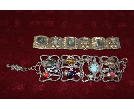 Two vintage white metal bracelets 