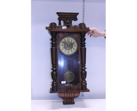 A antique Vienna style wall clock with key, postage unavailable 