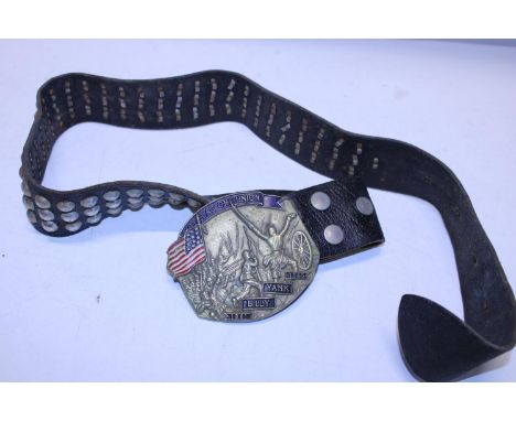A vintage American Civil war themed belt and buckle 