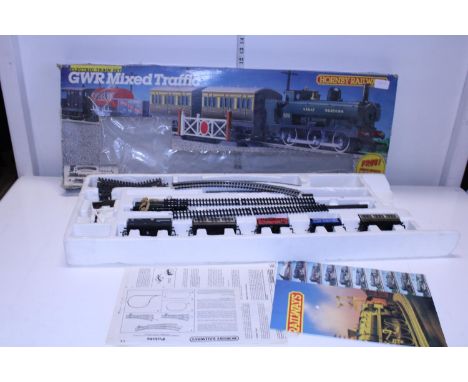 A boxed Hornby railway GWR mixed traffic electric train set 