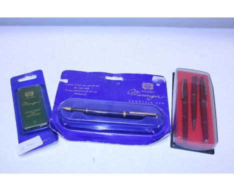 A selection of vintage fountain pens and cartridges etc 