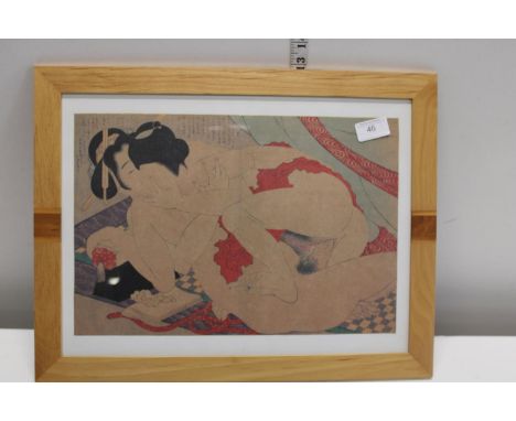 A framed Shunga Japanese print 