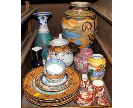 An assortment of late 19th, early 20th century ceramic vases, plates, etc 