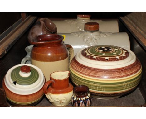 An assortment of household ceramic items, to include bed warmers, potpourri dish, etc