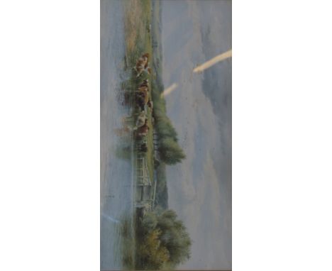 M. H. Long, lithograph CATTLE WATERING ON THE RIVER THAMES Framed and mounted, 25cm x 50cm