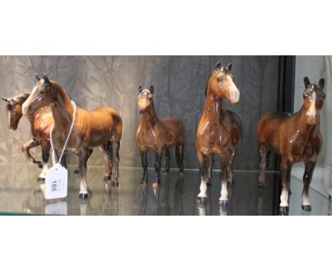 A set of five Beswick ceramic horses, Condition - without repair or damage 