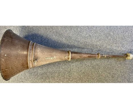 VINTAGE OUTSIZE GRAMOPHONE SPEAKER HORN BY BROWN, advertising H. Gray Thomas Gramophones & Records, 172cms (l)Provenance: Gra