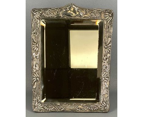 ART NOUVEAU SILVER FACED TOILET MIRROR, stylised floral embossed decoration, bevelled plate with easel back, London 1903, Cor
