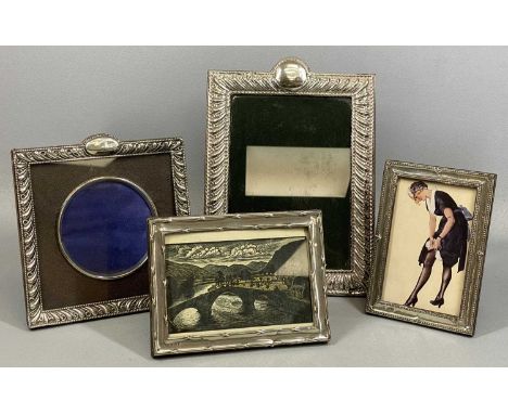 FOUR SILVER FACED EASEL BACK PHOTOGRAPH FRAMES, Birmingham 1945, 13 x 17cms, Birmingham 1919, 16.5 x 11cms, Birmingham 1998, 