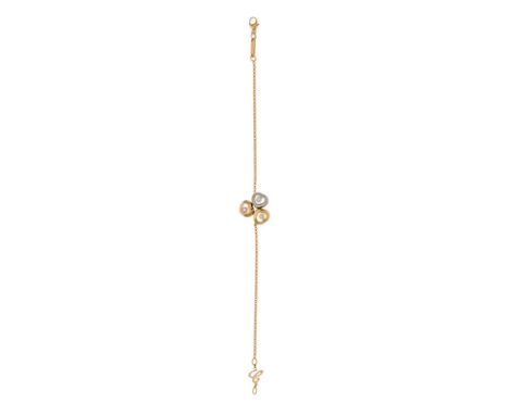 Chopard	&nbsp	Happy diamonds	 bracelet&nbsp	3 ors 750 à décor de 3 coeurs retenant chacun un diamant mobile	 chaîne maille ja