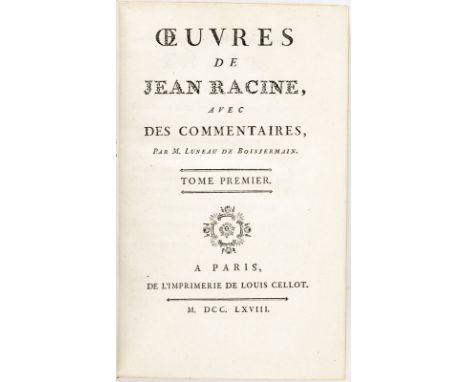 RACINE (Jean). Oeuvres&nbsp	avec des commentaires par M. Luneau de Boisjermain.&nbsp	Paris	 Louis Cellot (chez Pancoucke)	 17