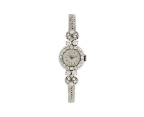 IWC	 montre-bracelet en or gris 750 sertie de diamantsSignée IWC	 n°boîte 1590237	 années 1960Cal. 431	 mécanique	 cadran arg