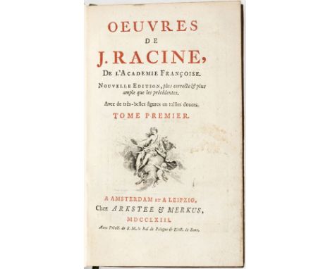 RACINE (Jean). Oeuvres de J. Racine. Amsterdam et Leipzig	 chez Arkstée &amp	 Merkus	 1763. 3 vol. in-12	 veau havane raciné	