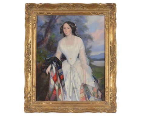 Antonio Rinaldi (1816-1875)	 Portrait de jeune femme	 huile sur toile	 signée et datée 1854	 48x39 cm
