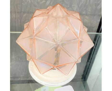 A pink moulded glass ceiling light shade 