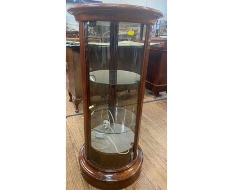 A Modern Cylindrical Glazed Display Unit. With interior light. 89cm x 42cm 