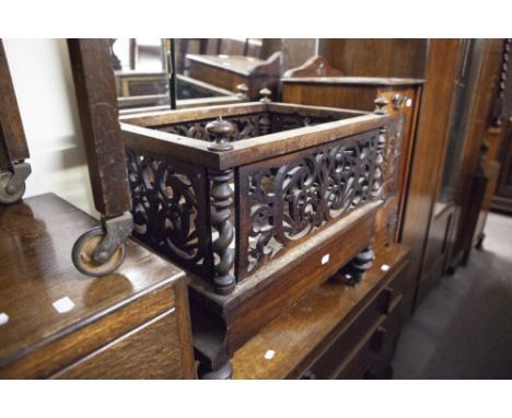 LATE VICTORIAN HOPPER FRONTED COAL PURDONIUM AND THE BASE FOR A VICTORIAN CANTERBURY WITH FRET WORKED SIDES (AS FOUND AND INC