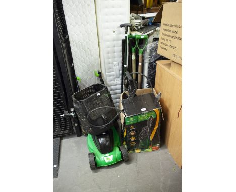 ELECTRIC 'GLEM 1030' LAWNMOWER, A 'GARDENLINE' PRESSURE WASHER AND VARIOUS GARDEN TOOLS