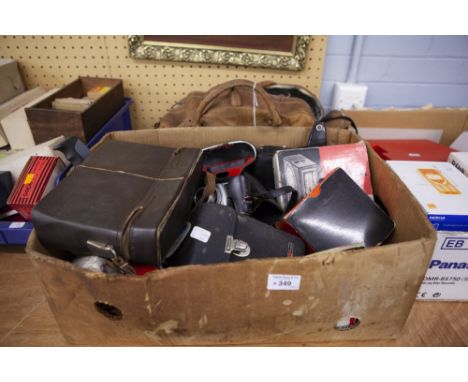 SELECTION OF PRE DIGITAL CAMERAS AND RELATED ITEMS TO INCLUDE; CINE CAMERA, OLYMPUS TRIP 35, BIERETTS S.L.R. CAMERA, BOXED,  