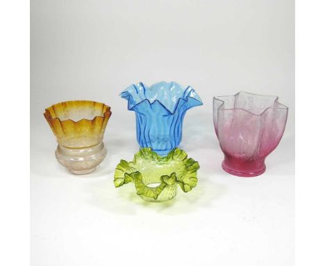 Four various glass light shades, highest 14cm