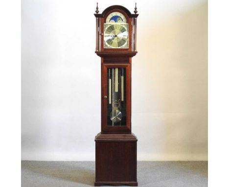 A 20th century longcase clock, with moon phase and Westminster chimes, 197cm high