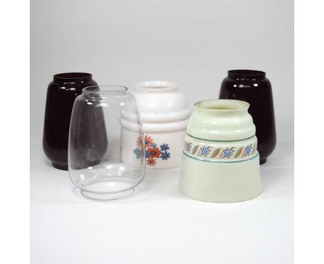 Five various glass light shades, highest 17cm (5)