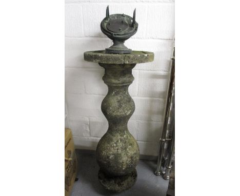 A brass Helio - Chronometer by Pilkington & Gibbs Ltd on a composition stone plinth, with a double gourd column, 47"h, 17" di