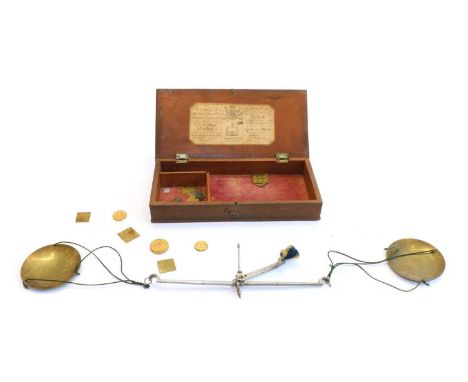 Young &amp; Son, Scale Makers to Her Majesty, 19th century, all steel balance with brass pans, weights, a paper label and mah